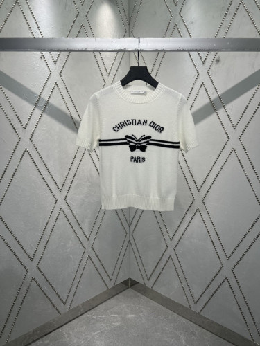 크리스찬 디* 파피용 모티프 캐시미어 슬리브드 니트