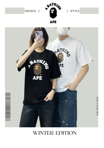 <베이프 컬리지 소매 포인트 반팔티>