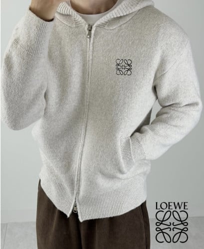 LOE 자수 울니트 후드집업