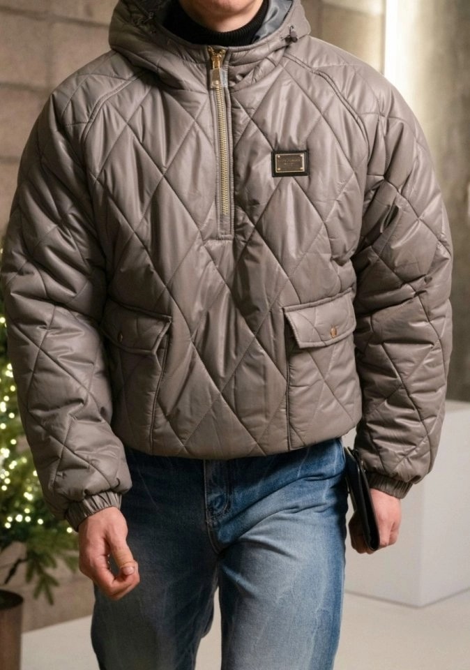 DG 아노락 레더 퀄팅 패딩