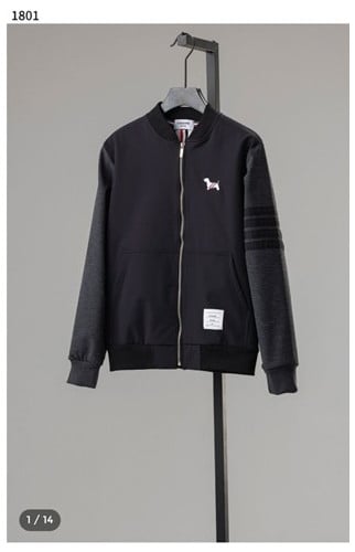 #톰브라운 [THOM BROWNE] 수입고급 남성 도그자수 사선 기모 집업 신상입고💢 #상의 #자켓 #1801