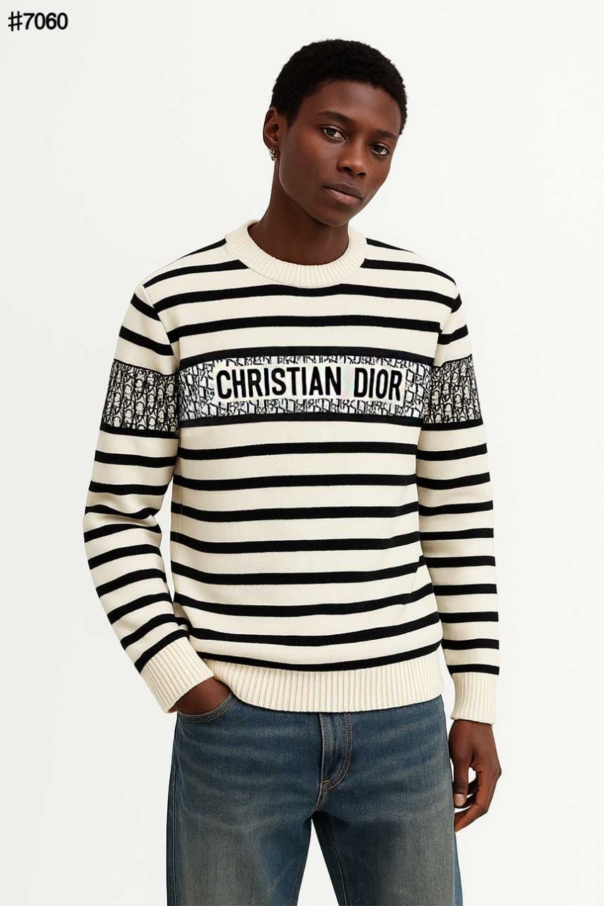 🍀 [DIOR] 크리스찬 디올 오블리크 자카드 스트라이프 울 블렌드 니트 풀오버 🍀