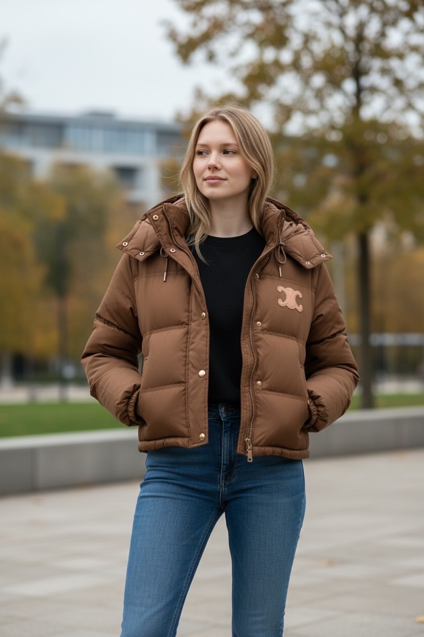 🚨셀린느 트리옹프 크롭 다운 재킷 - 라이트 나일론