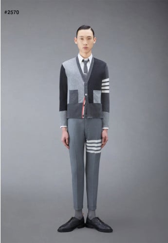 🍀 [THOM BROWNE] 톰브라운 4바 펀믹스 V 넥 가디건 🍀