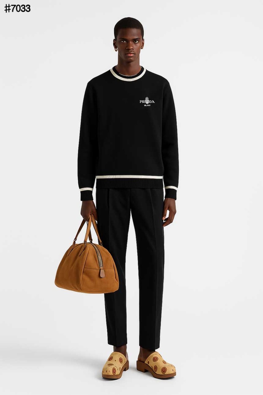 🍀 [PRADA] 프라다 자수 로로 배색 울 블렌드 니트 풀오버 🍀