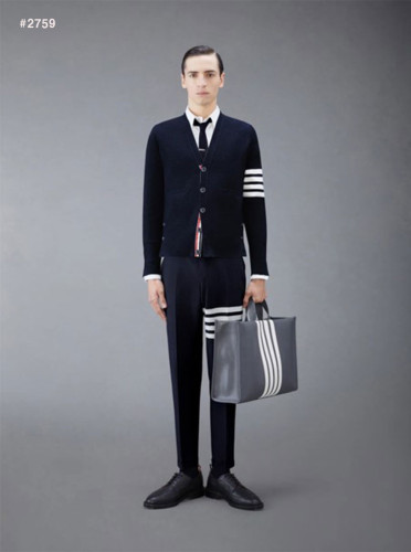 🍀 [THOM BROWNE] 톰브라운 남성 사선완장 클래식 브이넥 가디건 🍀