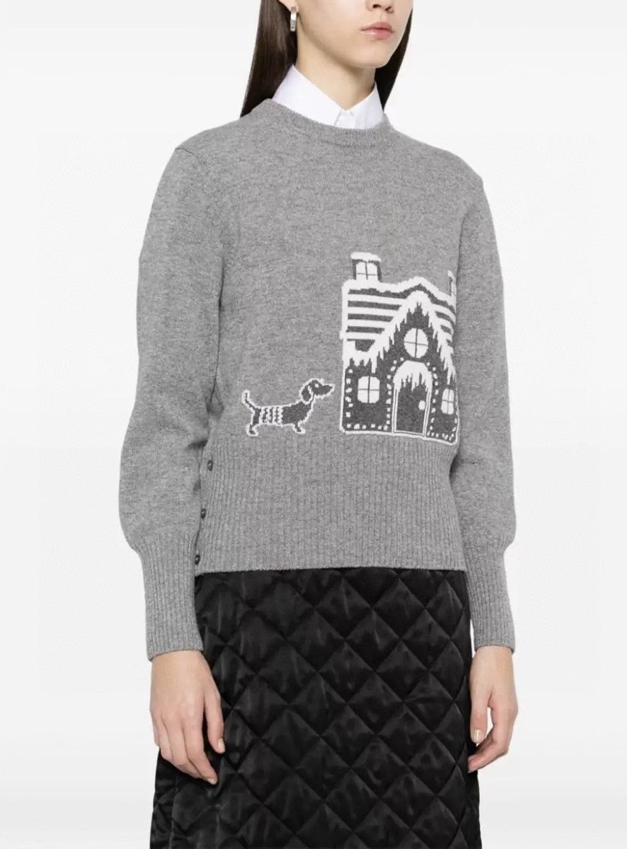 톰 브라운-THOM BROWNE 여성 자카드 스웨터