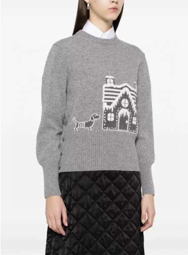 톰 브라운-THOM BROWNE 여성 자카드 스웨터