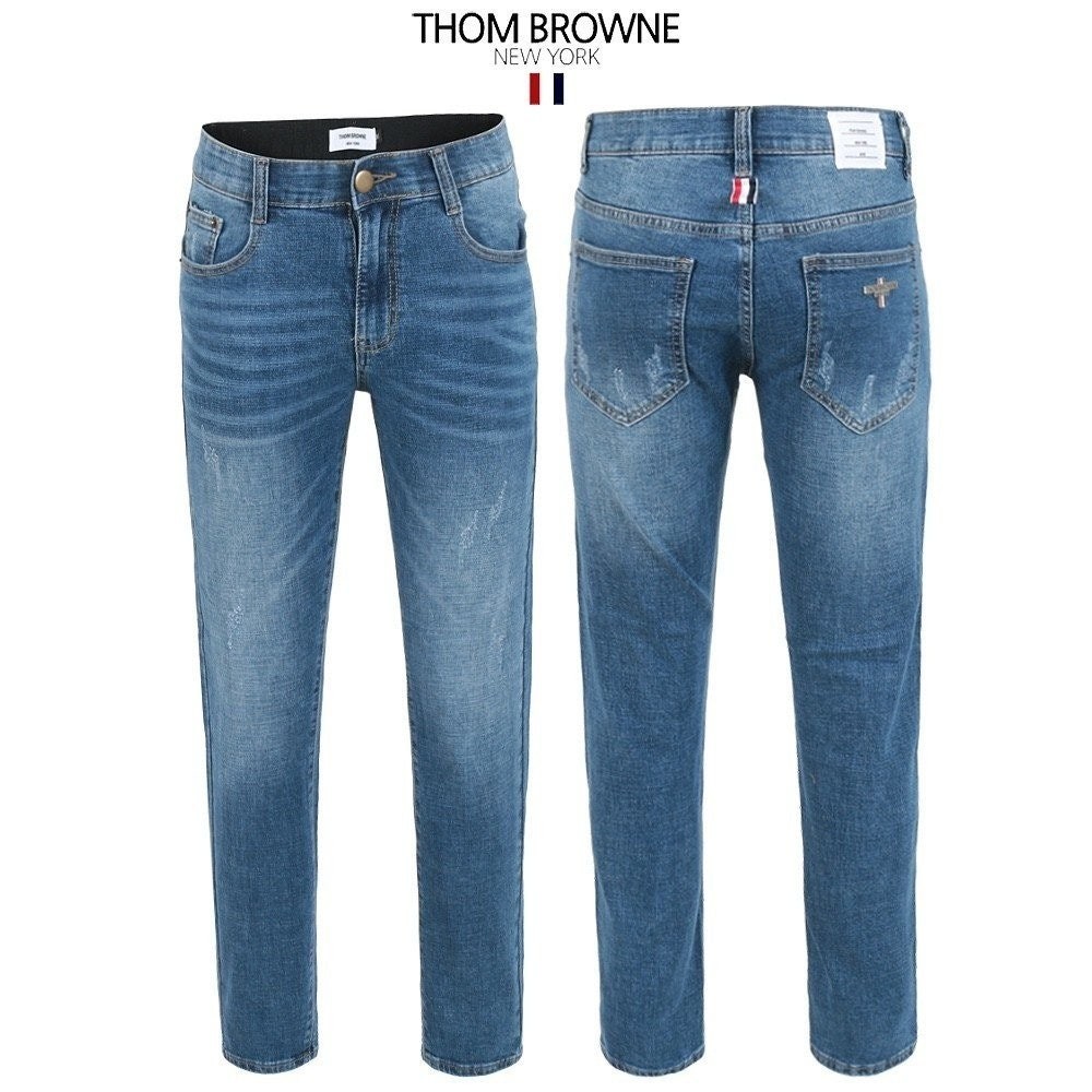 💕 톰* 중청 스크래치 워싱 슬림팬츠