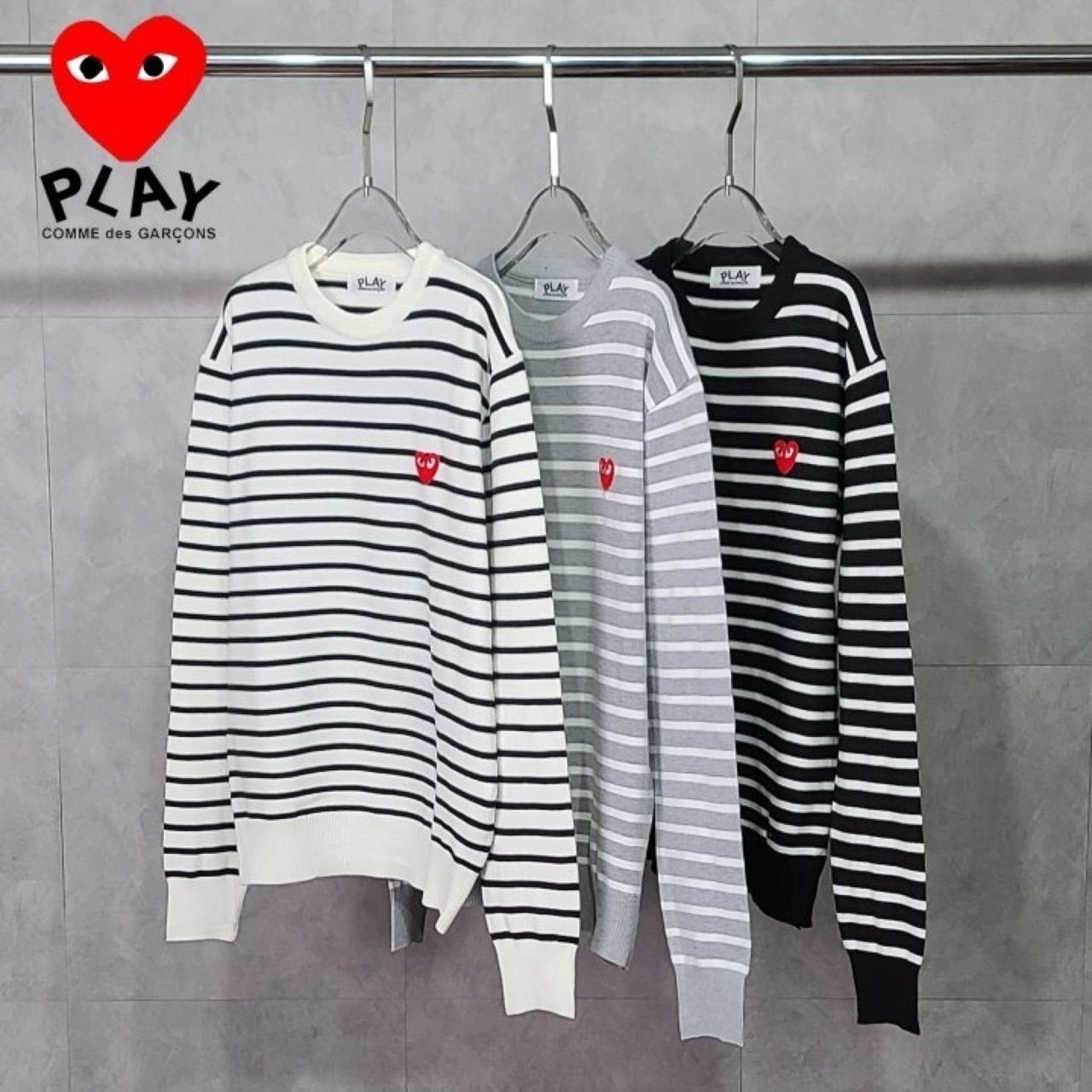 💕 꼼* 레드와펜 스트라이프 니트