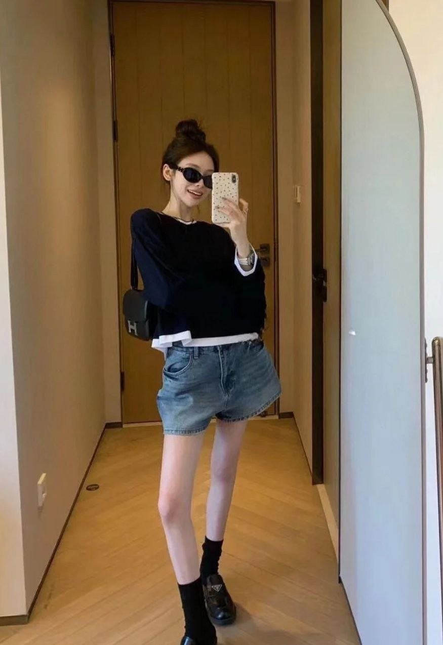 💕 프** 25 삼각 로고 레이어드 롱슬리브 - 수입