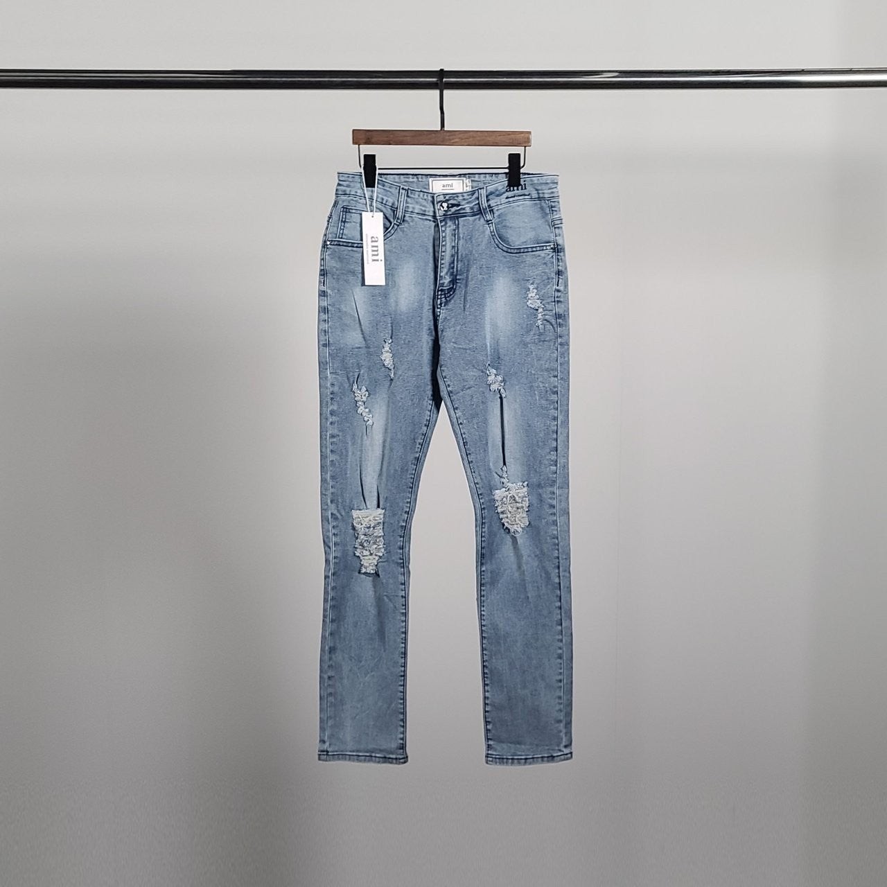 💕 아* 레드하트 데미지 청바지