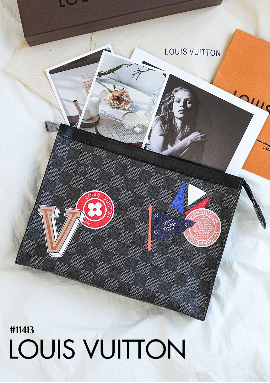 🔆 [Louis Vuitton] 루이비통 한정판 아메리카컵 패치로고 파우치 클러치백🔆