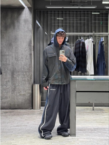 •발렌시아* 26 하이브리드 체크 포켓 후드 셔츠 - 수입