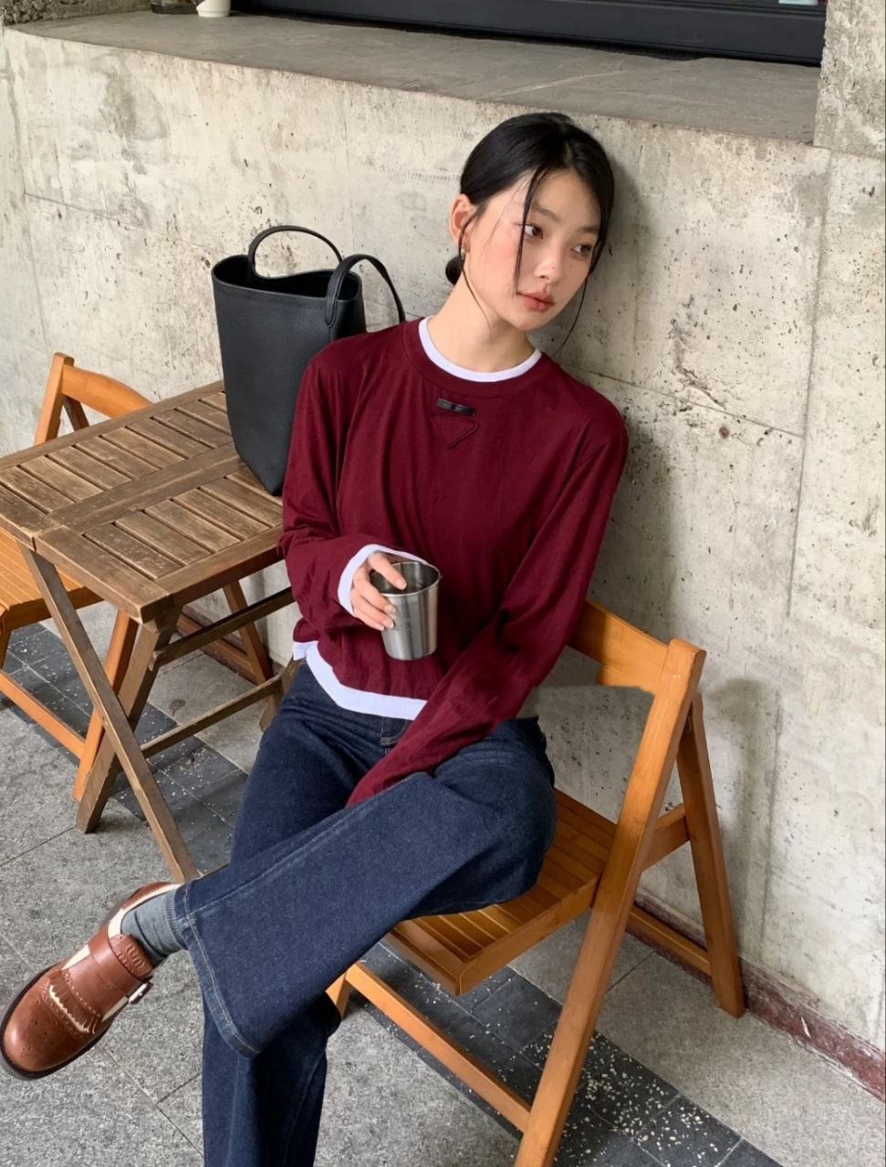 •프라* 삼각 로고 레이어드 롱슬리브 - 수입