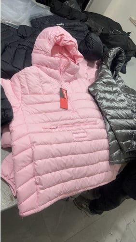 •슈프* WEEK6 마이크로다운 하프 집업 후드 풀오버 아노락 - 수입