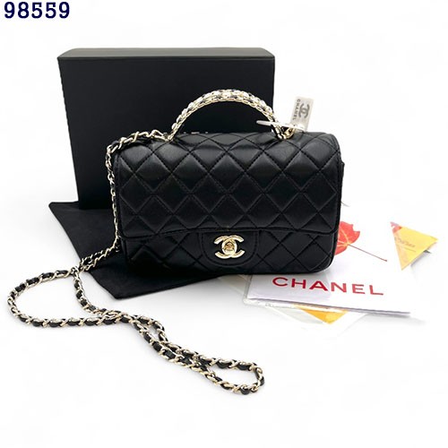 👹샤넬 시즌 램스킨 & 골드 메탈 탑핸들 플랩백👹