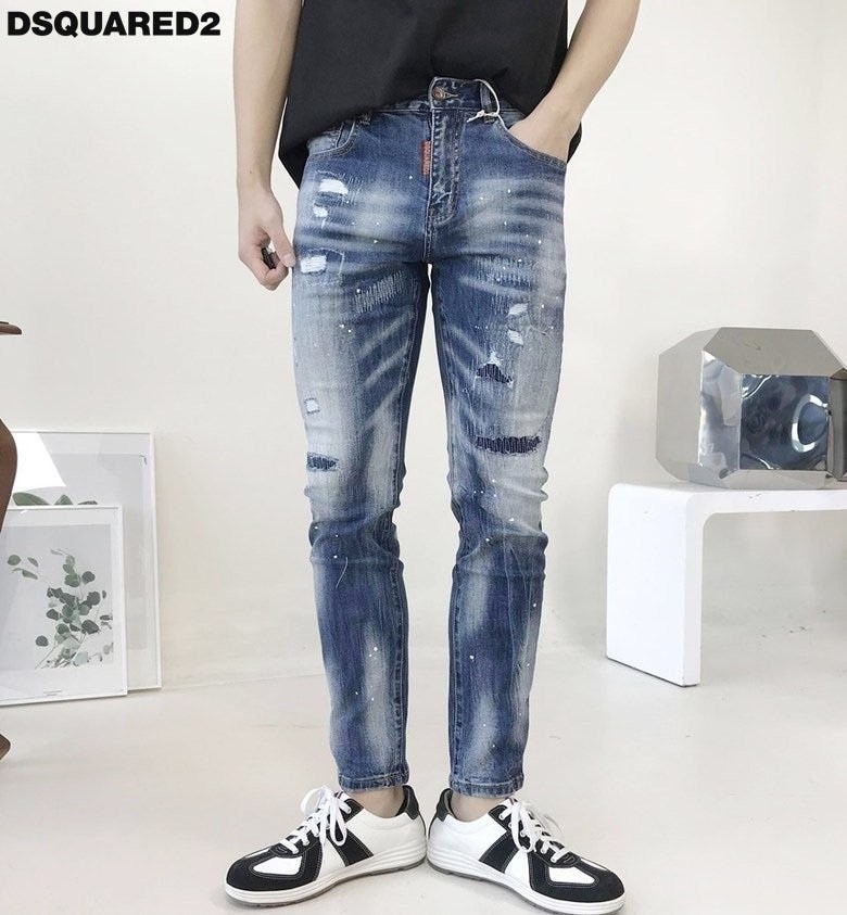 💕 디* 워싱 페인팅 디스트로이드 데님 팬츠