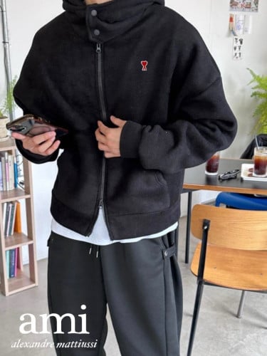 💕 아* 하이넥 후리스 후드집업