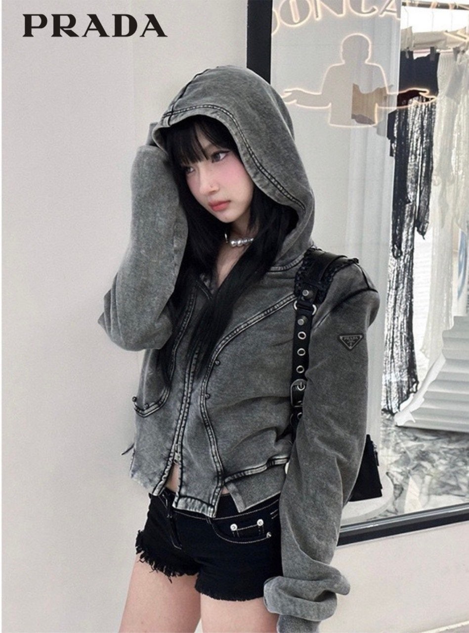 💕 프** 삼각로고 여성 후드집업