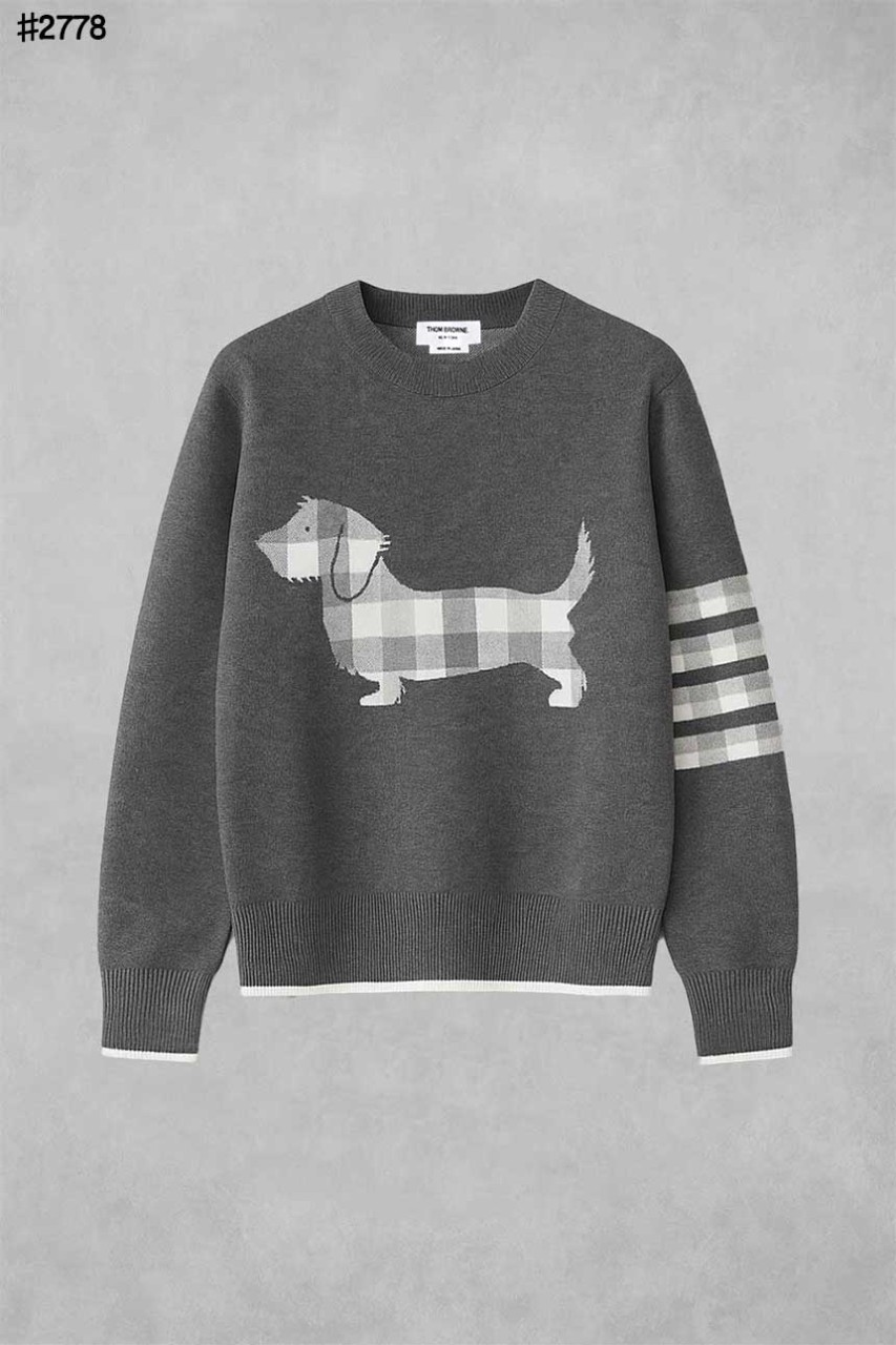 🍀 [THOM BROWNE] 톰브라운 크레이프 체크 자카드 헥터 아이콘 4-바 니트 풀오버 🍀