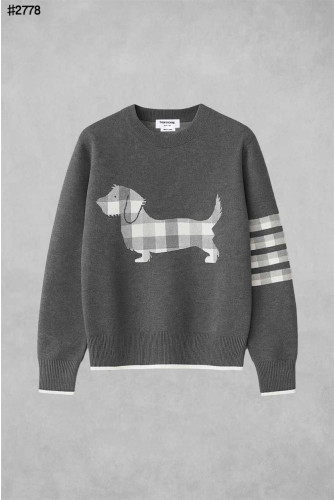 🍀 [THOM BROWNE] 톰브라운 크레이프 체크 자카드 헥터 아이콘 4-바 니트 풀오버 🍀