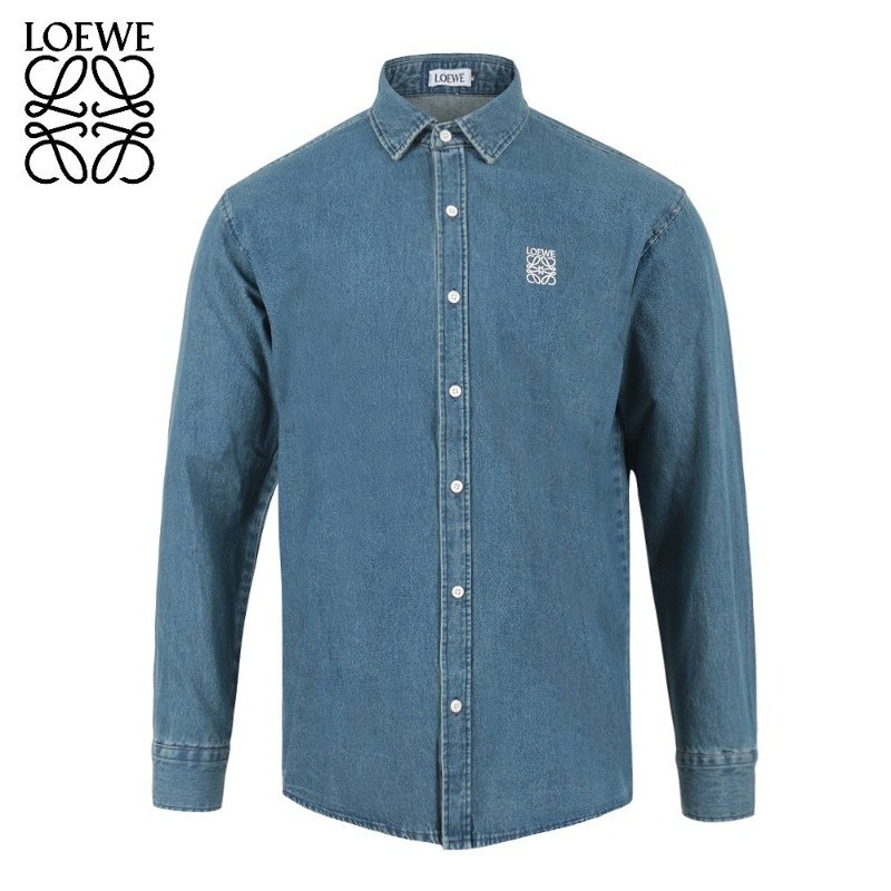 로에베 미니 아나그램 자수 데님 셔츠