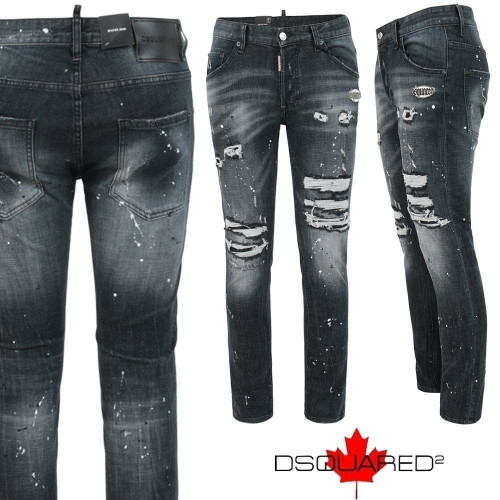 💕 디**** 스틸로고 데미지 블랙 슬림 일자진 ☆봄 신상☆