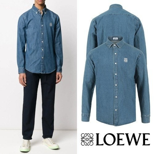 💕 로** 미니 아나그램 자수 데님 셔츠