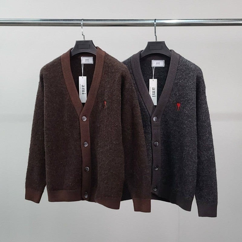 💕 아* 스몰하트자수 알파카 가디건
