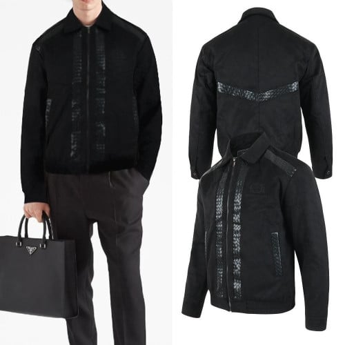 💕 보** 격자레더 레이어드 스웨이드 블루종