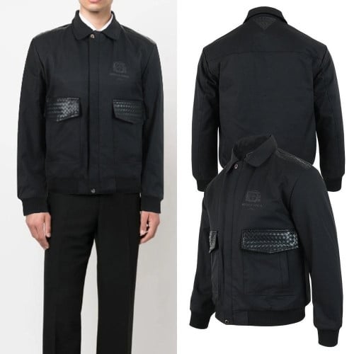 💕 보** 격자레더포켓 코튼 블루종