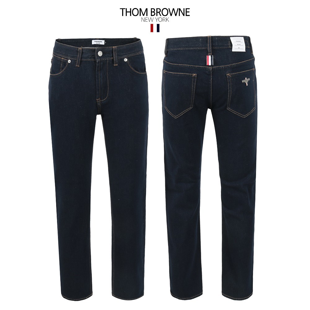 톰브라운 진청 논페이드 일자 스판 데님 청바지