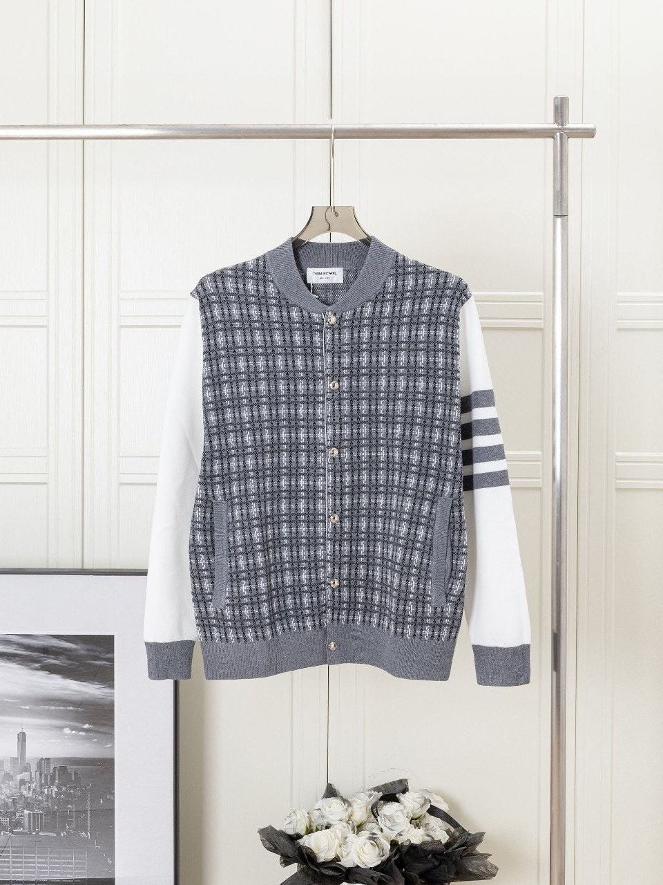 💕 톰* 메탈버튼 체크배색 자켓