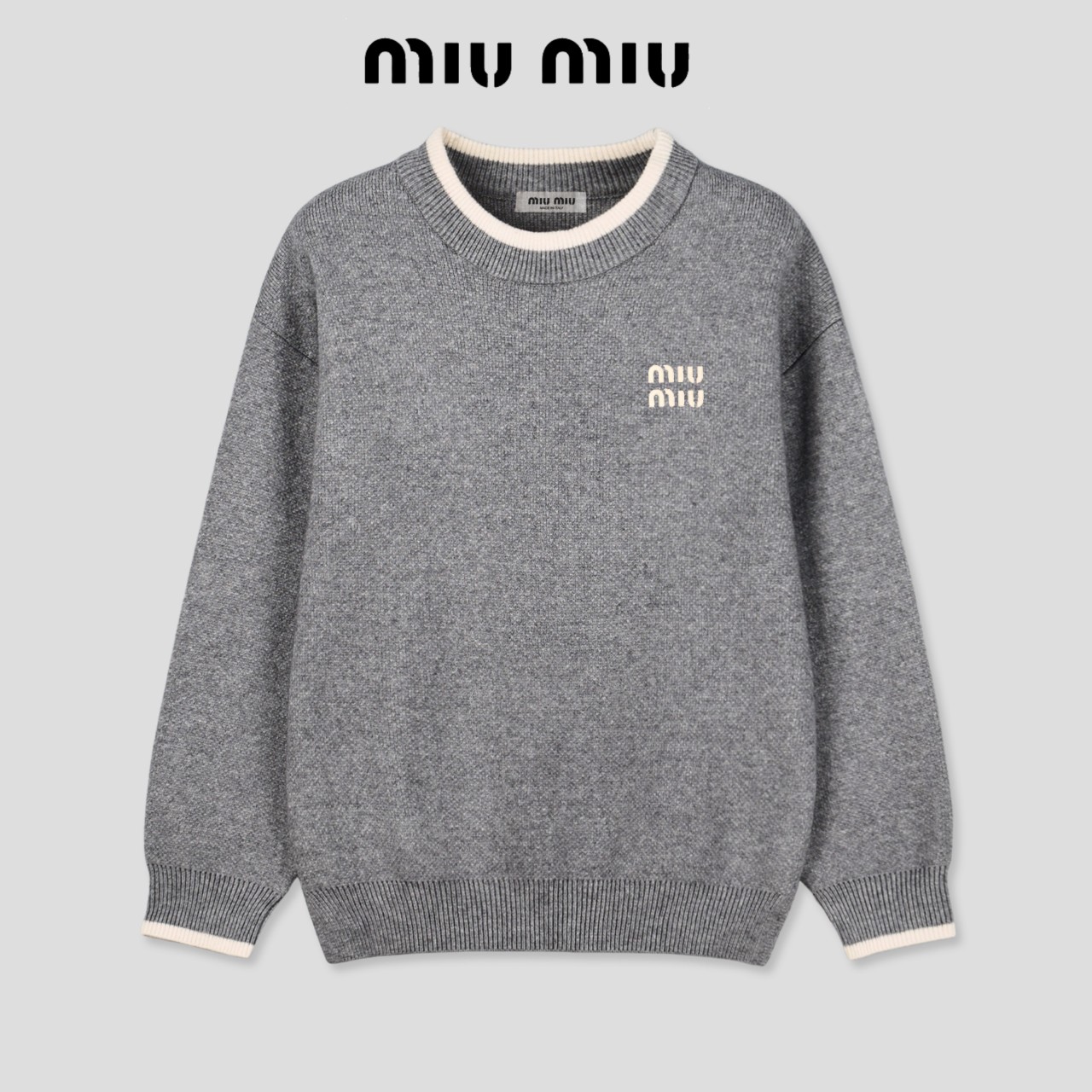 MU 캐시미어 배색 라운드 니트