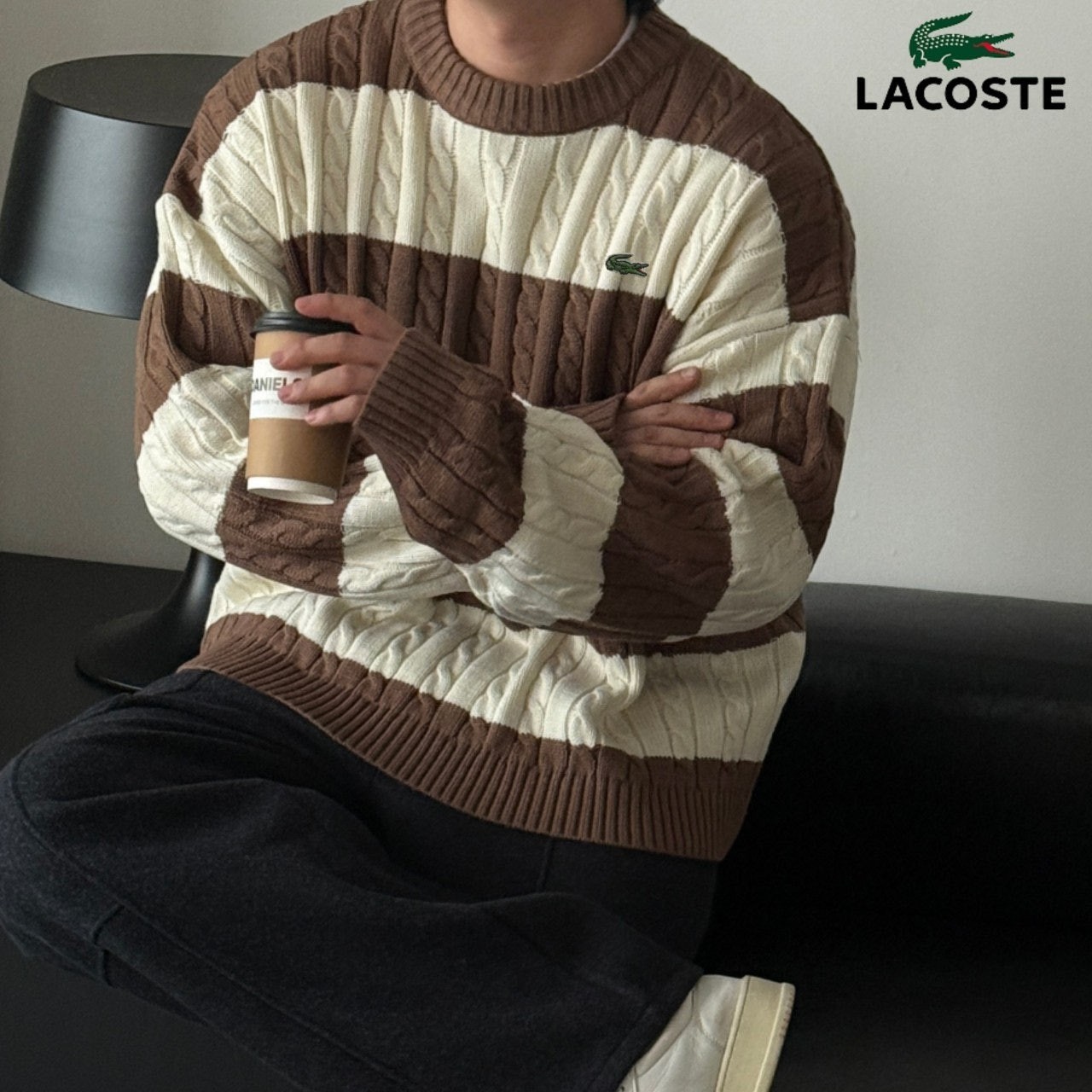 💕 라*** 단가라 꽈배기 라운드니트