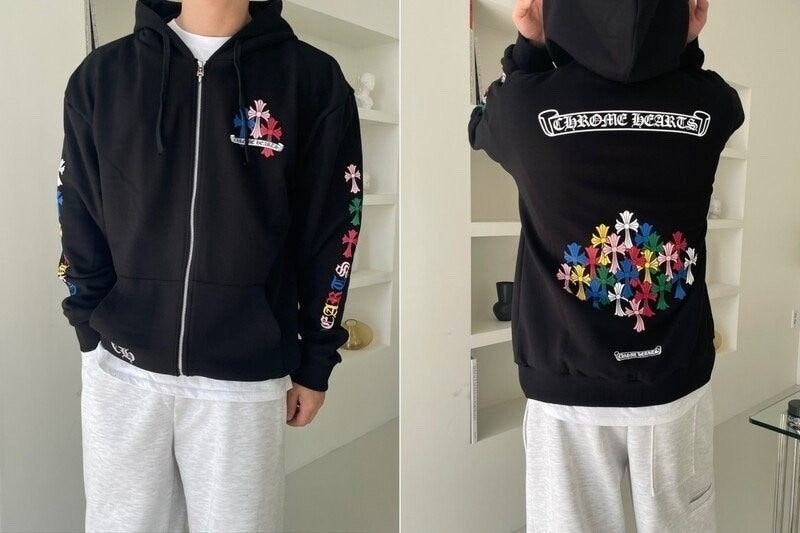 💕 크* 멀티 컬러 크로스 후드집업