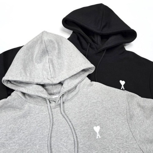 아미 화이트 로고 후드티