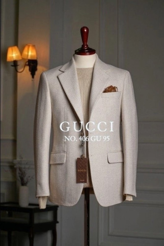 구찌 울 헤링본 블레이저 자켓 베이지