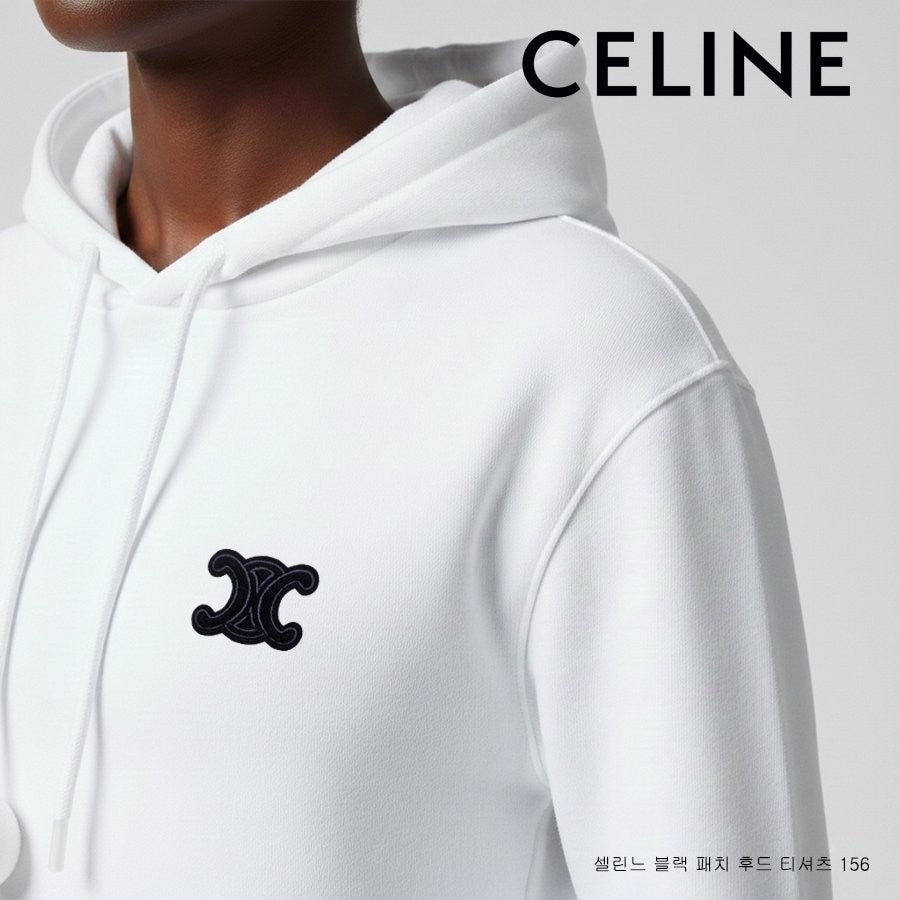 💕 셀** 블랙 패치 후드 티셔츠 156