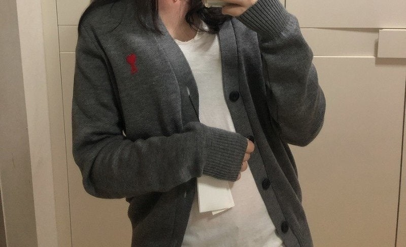 💕 아* 스몰체인 레드하트 울가디건➡️수입풀(여성)