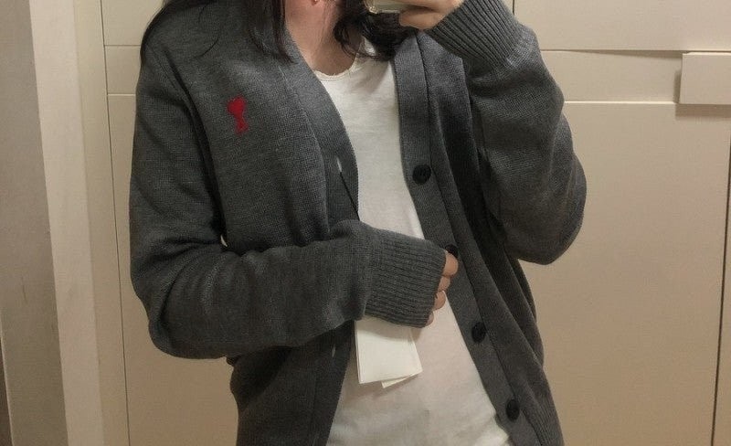 💕 아* 스몰체인 레드하트 울가디건➡️수입풀(여성)