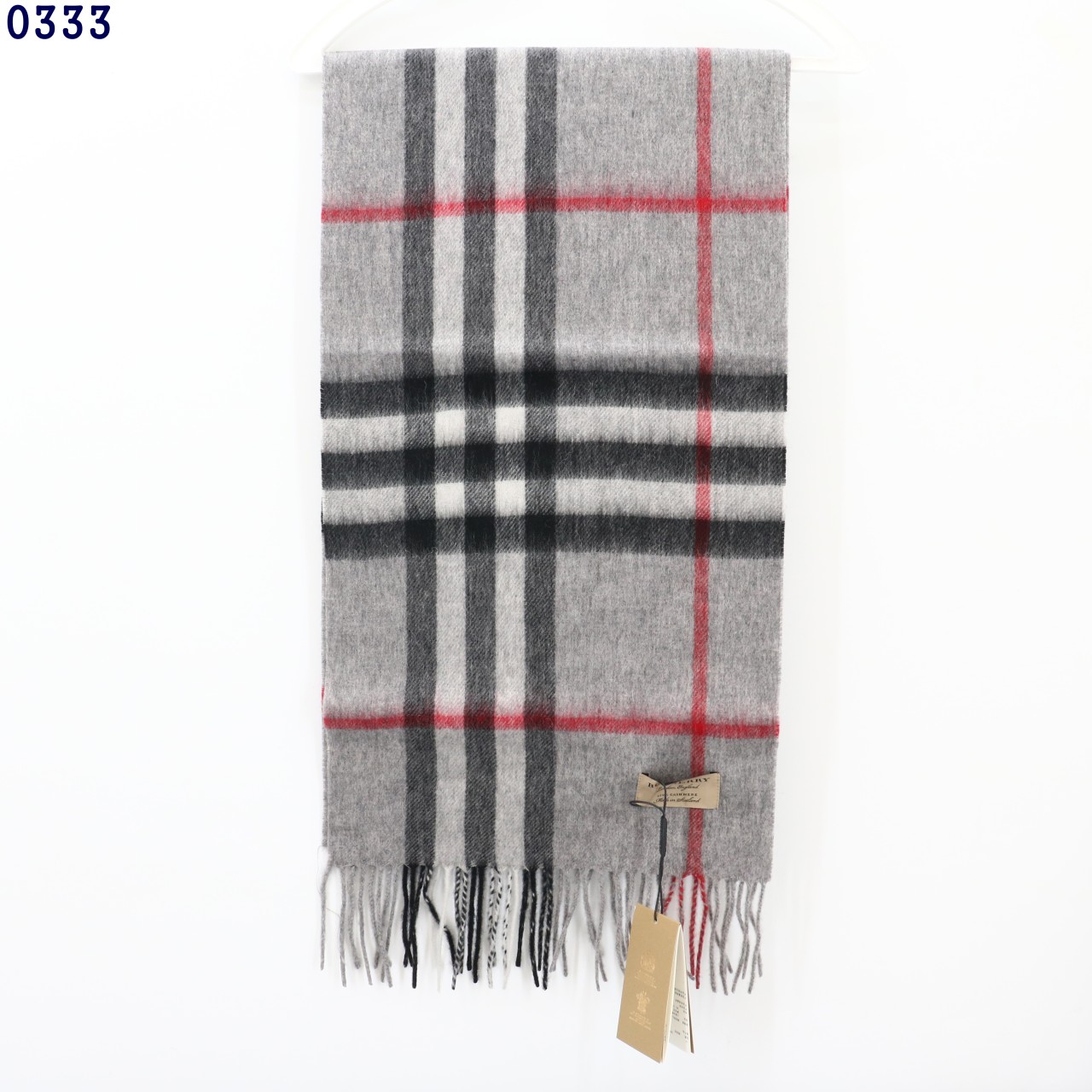 👹버버리 슬림 체크 캐시미어 머플러 그레이👹