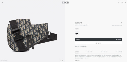 🚨디X 새들백 베이지 & 블랙 오블리크 자카드