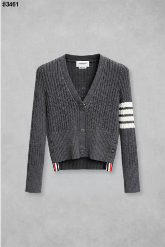 🍀 [THOM BROWNE] 톰브라운 언발란스 4-바 케이블 울 니트 브이넥 가디건 🍀