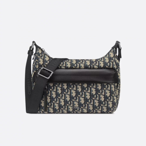 💕 디* Rider Soft 스몰호보백 베이지&블랙 Oblique 자카드, 블랙 그레인 송아지 가죽❤️풀박스❤️