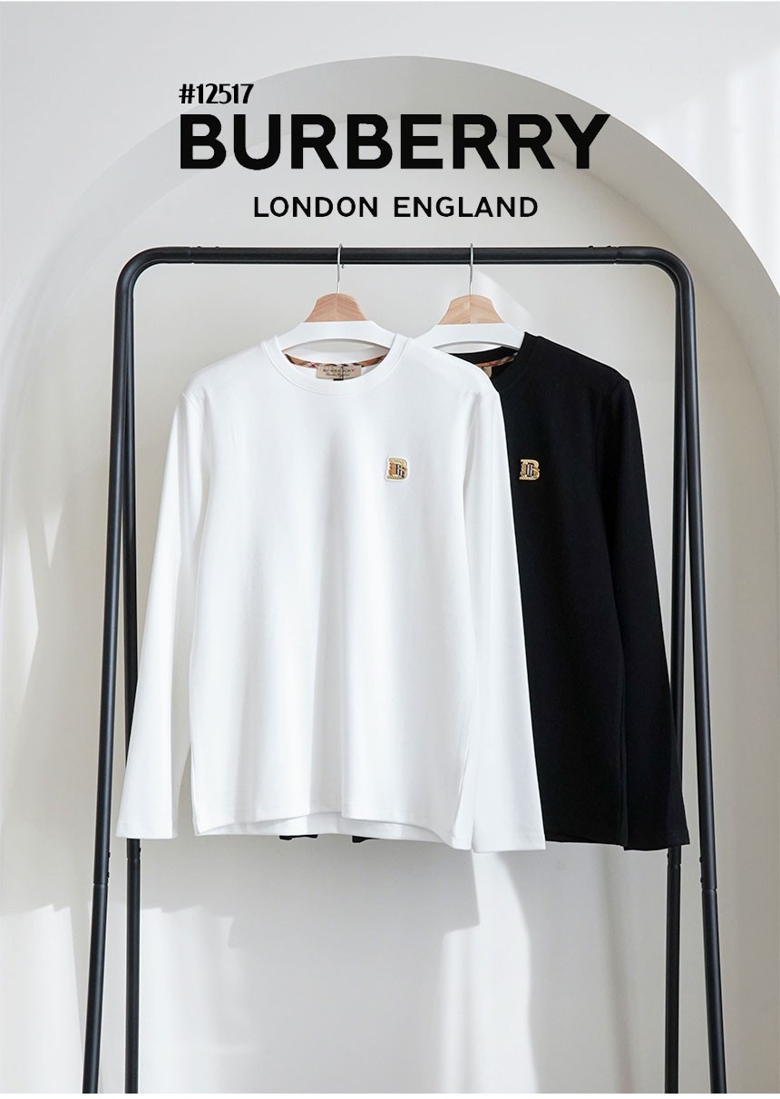 🔆 [BURBERRY] 버버리 수입고퀄 체크 골드 B로고 긴팔 티셔츠 🔆