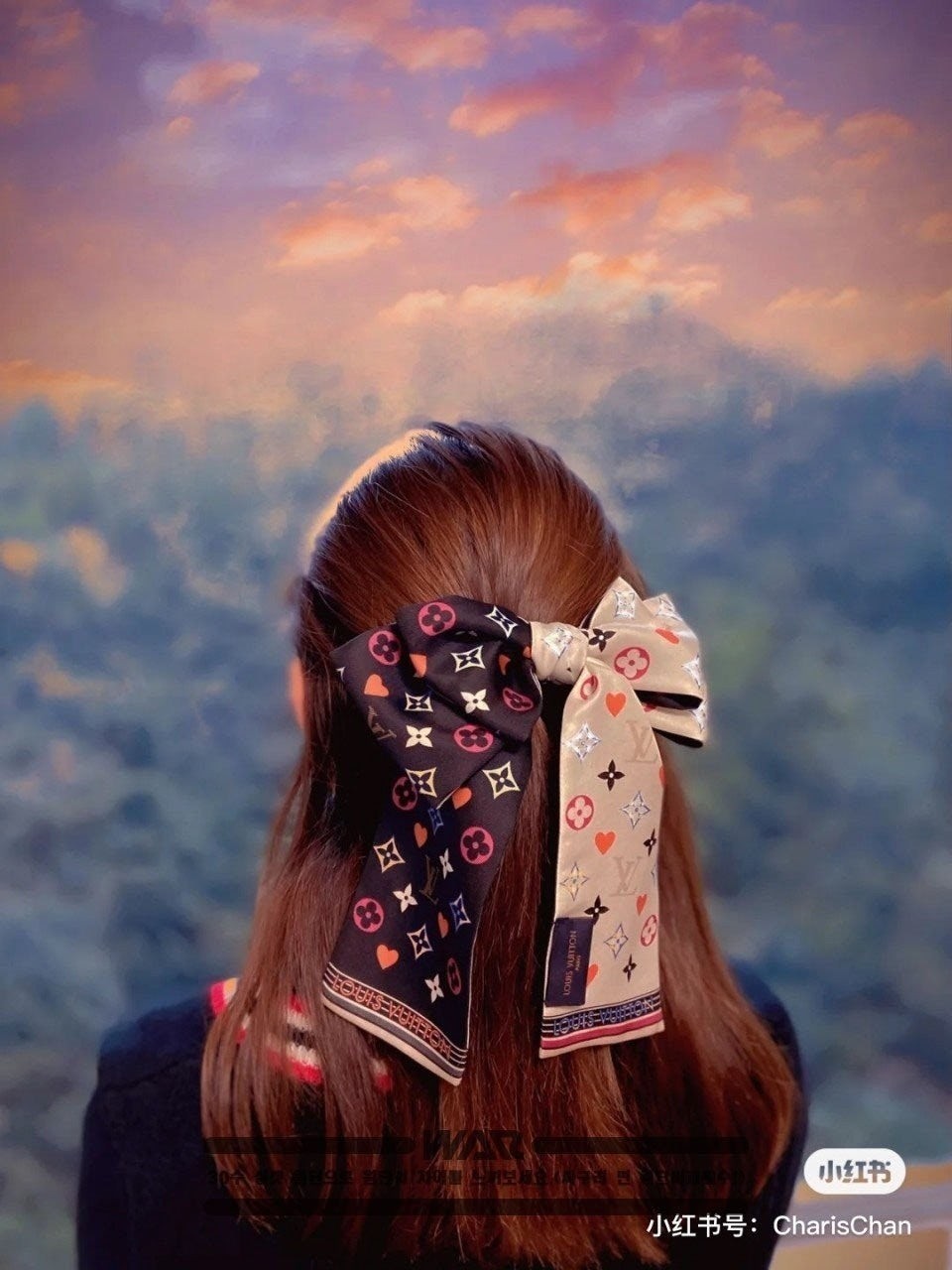 💕 루* 비비드 모노그램 양면 방도 스카프