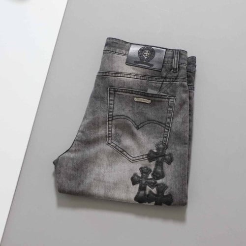 [ CH*OME ] 수입 크로스 레더 와펜 워싱 팬츠