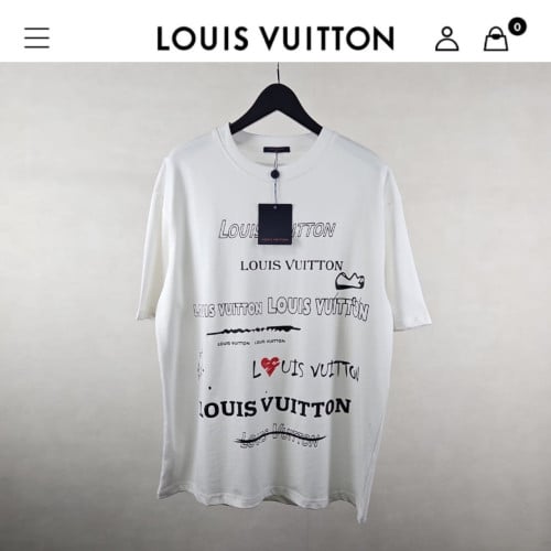 #반팔상의 수입 LV 인사이드 프린팅 라운드 티셔츠<화이트> (vin 987345)